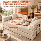 Divano Modulare 5 in 1 in tessuto a coste beige con seduta profonda
