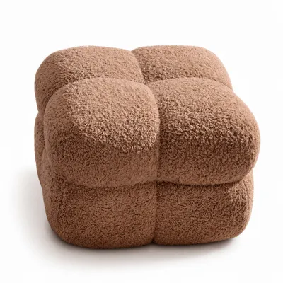 Hocker CUBI aus LEGEND Stoff Braun, Vorderansicht