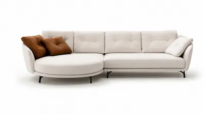 Ecksofa MERIDIAN, Vorderansicht mit linker Chaiselongue auf weißem Hintergrund