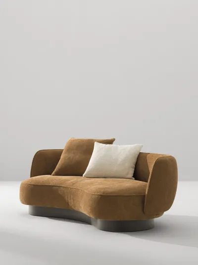 Canapé CALLIOPE, vue frontale dans la variante tissu couleur ocre