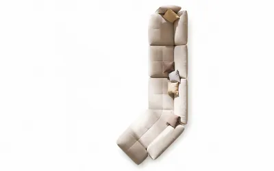 Draufsicht auf das ELAN Sofa, das die V-Geometrie zeigt