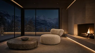 Fauteuil lounge NOOR dans un environnement résidentiel de luxe