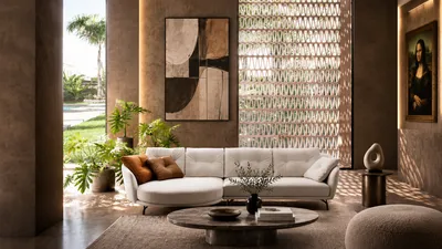 Ecksofa MERIDIAN in einer modernen Luxusvilla inszeniert