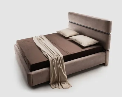ASTON bed, corner view on a neutral background