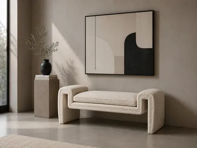 MONO bench in a luxury interior with contemporary artwork