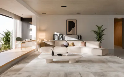 ELAN Sofa, platziert in einer modernen Residenz mit Panoramablick