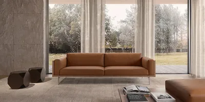 Sofa RYDEN, Vorderansicht mit sichtbarer Holzstruktur