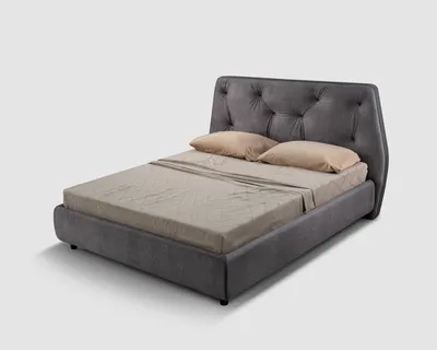 ORIAN bed, side view with quilted upholstered headboard