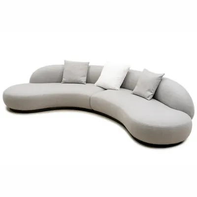 Ecksofa CALISTO in grauem Stoff, Dreiviertel-Ansicht