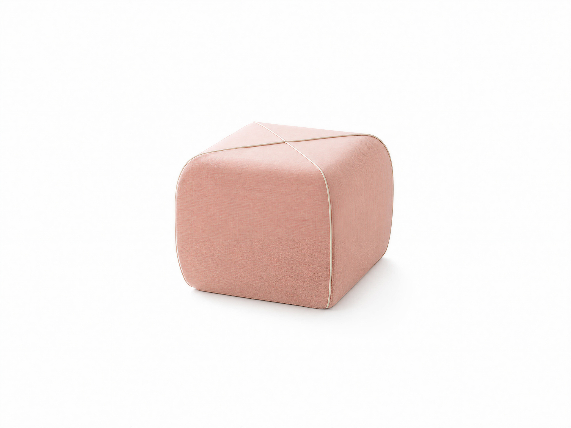 Pouf NODO in rosa cipria, vista angolare