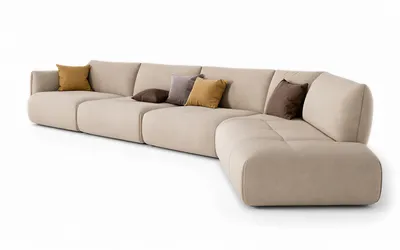 ELAN Sofa auf weißem Hintergrund, skulpturale Perspektivansicht