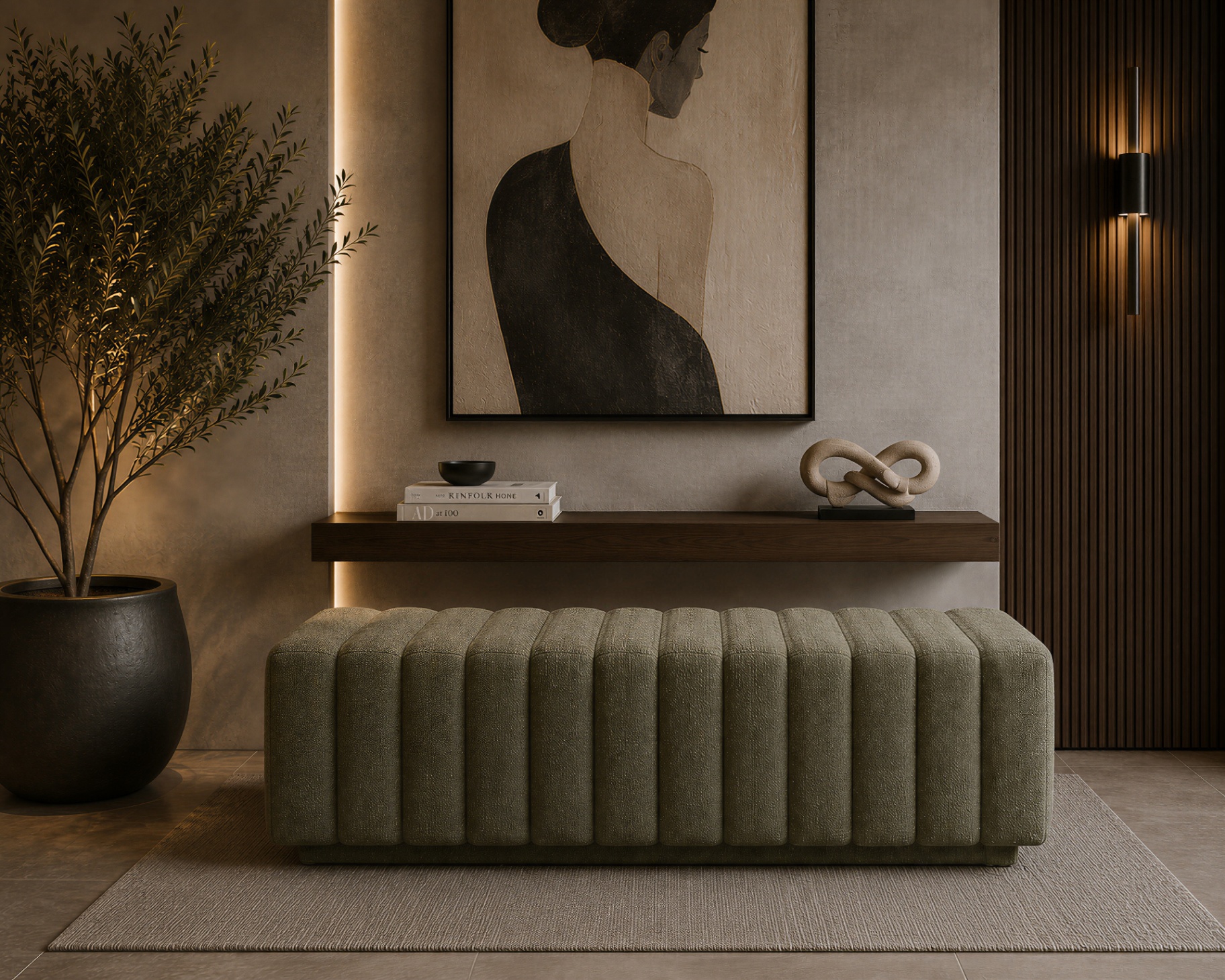 Panche VIGNE StileSofa — VIGNE è una panca di design scultorea che unisce eleganza contemporanea, lavorazione raffinata e rivestimento premium personalizzabile.