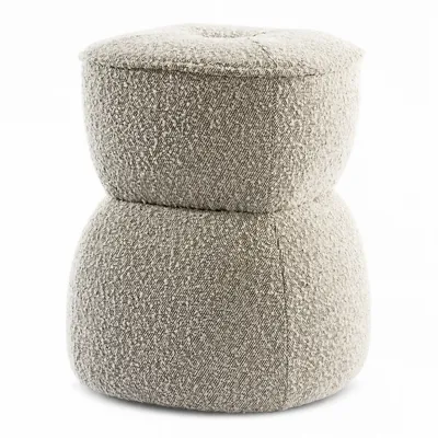 MILO pouf in LEGEND fabric, two-tier silhouette