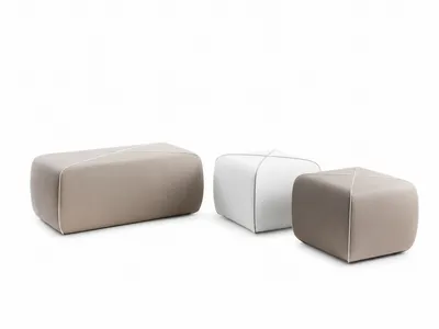 Pouff NODO Trio in neutralen Farbtönen mit heller Steppung