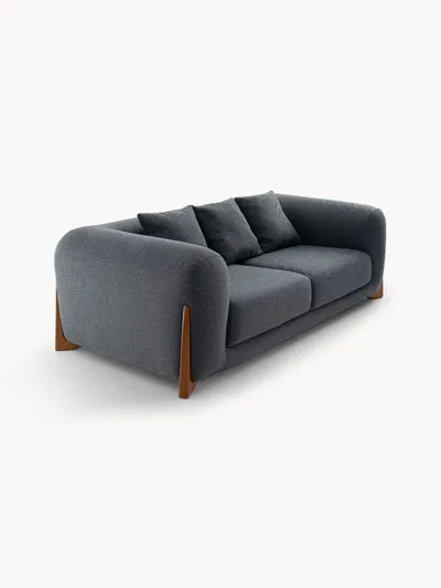 VIDAR sofa, angular view highlighting the soft and sculptural silhouette