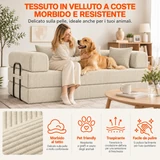 Dettaglio del tessuto a coste del Divano Modulare 5 in 1