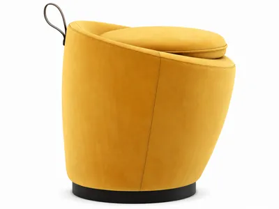 LIVIA pouf rear view with leather handle