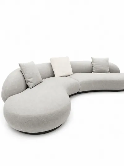 CALISTO Ecksofa aus grauem Stoff, dreiviertel hintere Ansicht