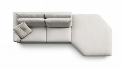 Ecksofa OBSIDIAN, hintere Draufsicht mit Rückenlehnen und Zierkissen