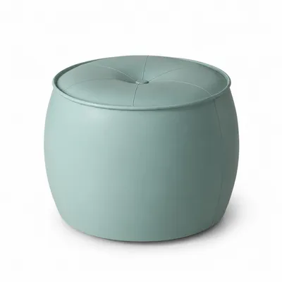 EVO Pouf aus salbeigrünem Leder, moderne Silhouette
