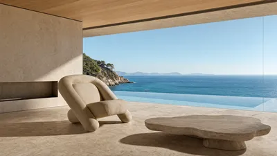 Fauteuil LOOB dans un environnement résidentiel de luxe avec vue sur la mer