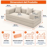 Dimensioni del Divano Modulare 5 in 1: 200 × 100 × 70 cm
