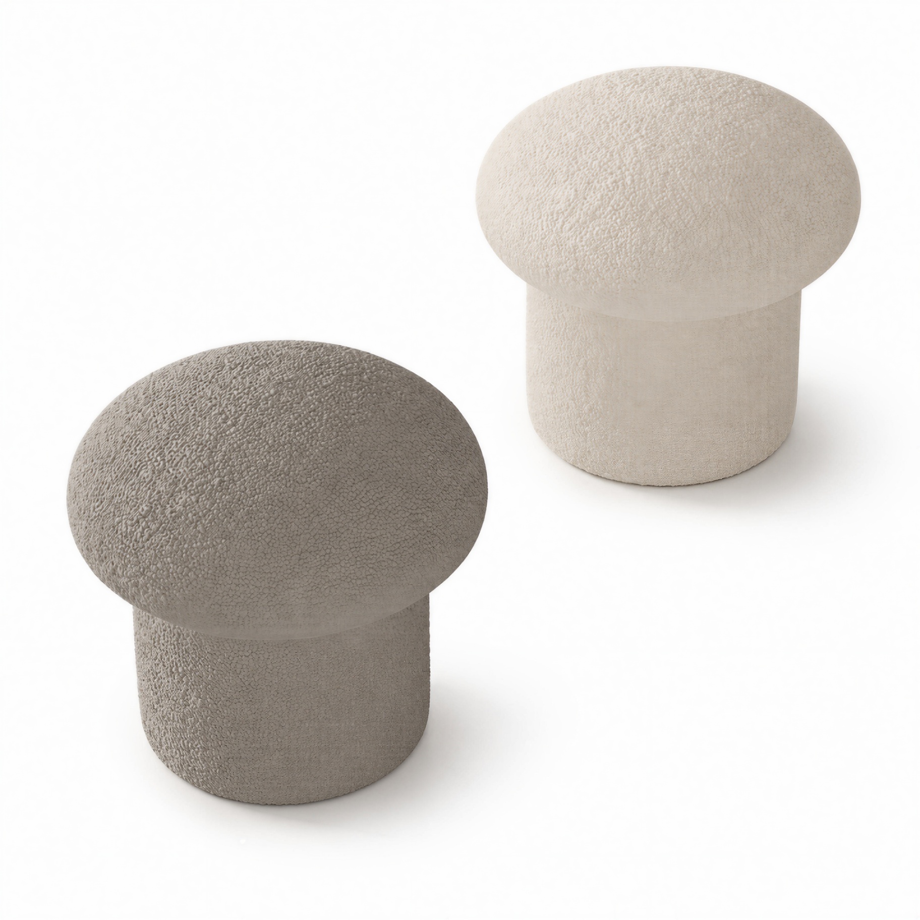 Pouf NUBO in bouclé beige e grigio