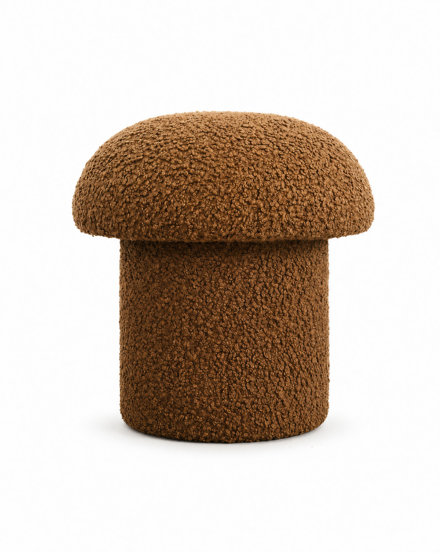 Pouf NUBO in bouclé cognac, vista frontale