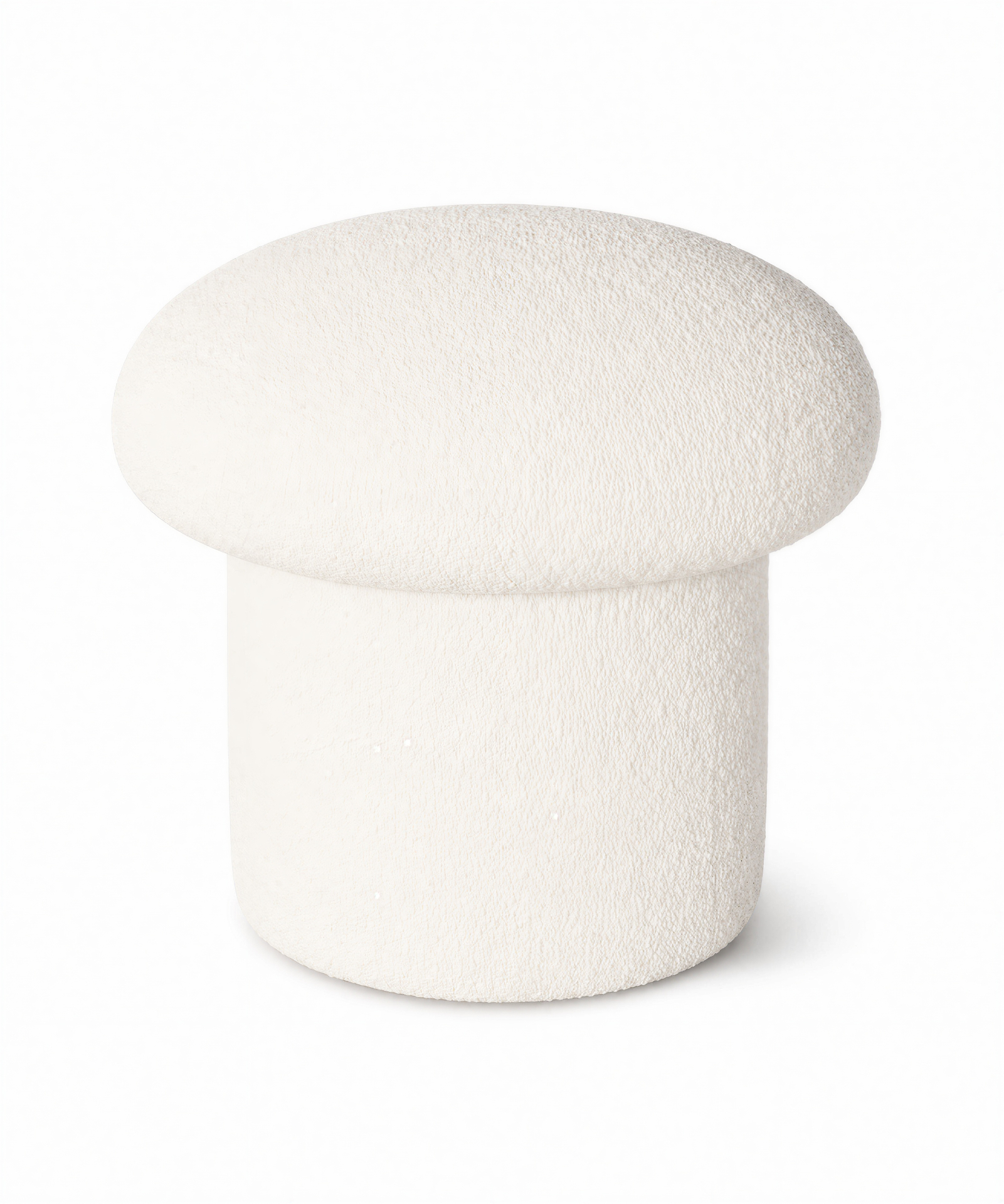 Pouf NUBO in bouclé avorio, vista frontale